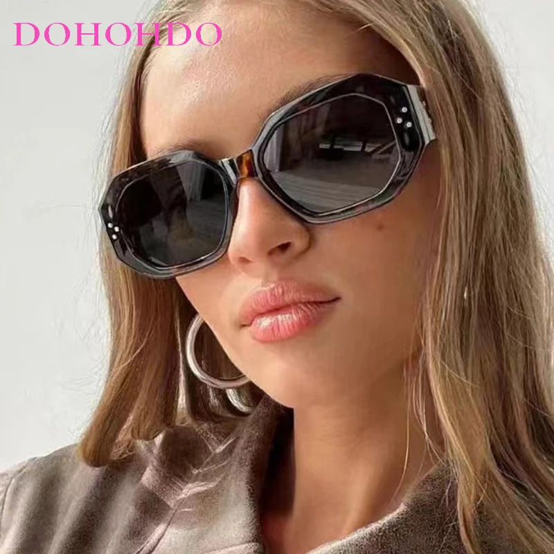 Luxury Brand Design Polygon Shades Women Men Popular Sunglasses New Fashionable And Personalized Retro Wide Leg Glasses UV400