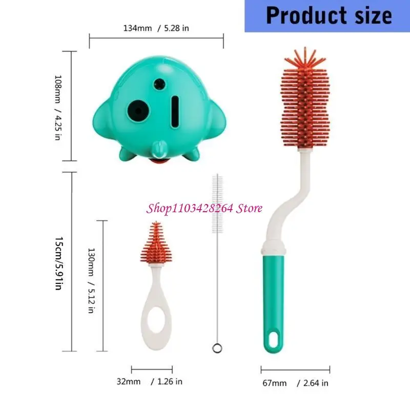 Set mit 3 Babyflaschenbürsten, um 360 Grad drehbare Basis für einfaches Greifen und Reinigen