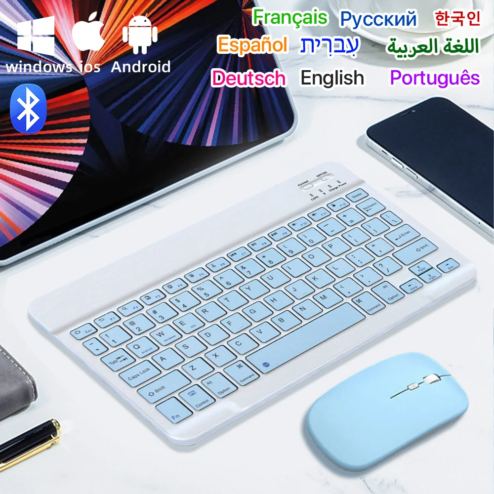 

READYYEAH Беспроводная клавиатура Bluetooth-клавиатура и мышь для iPad Air 5 Pro 12,9 Bluetooth для Xiaomi Samsung iPad-клавиатура