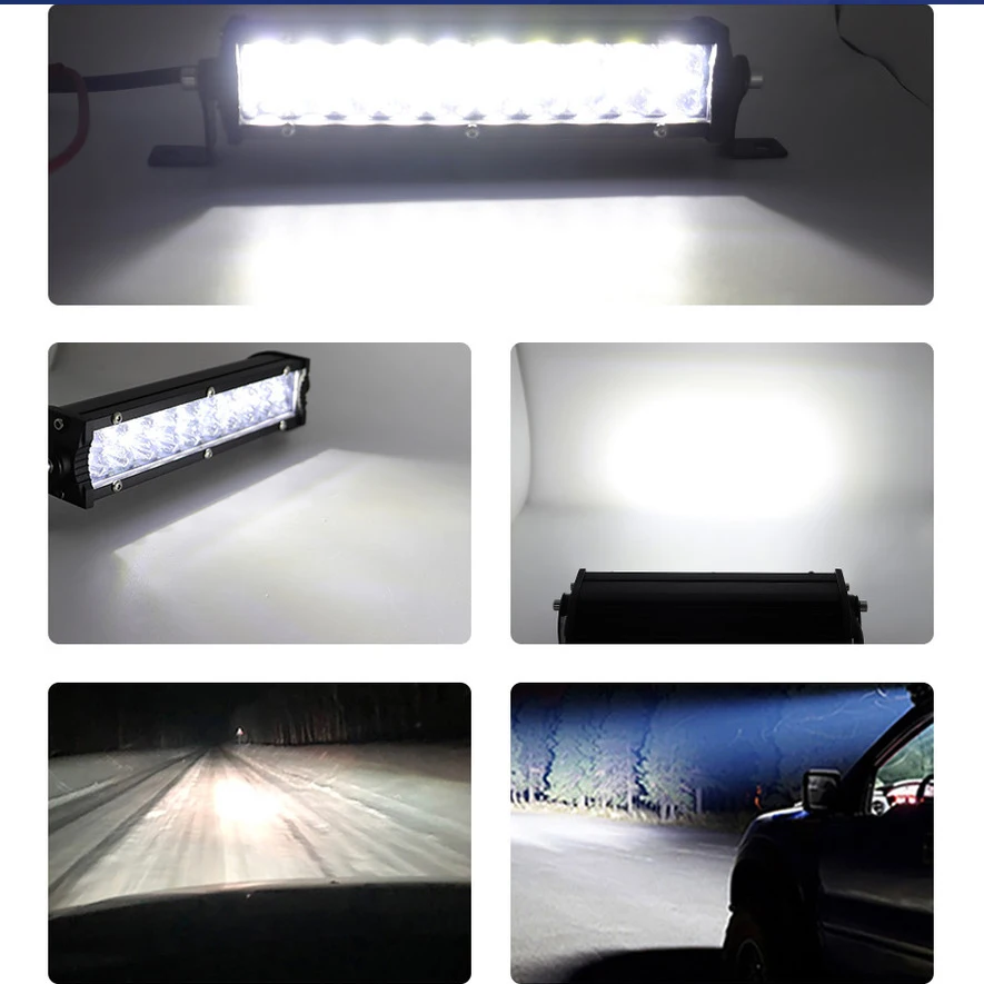 7inch 18W Single Row LED Spot Work Light Bar 4WD Off road Grillled For SUV Truck Outdoor Lighting driving Jeep 6 Led Aluminum