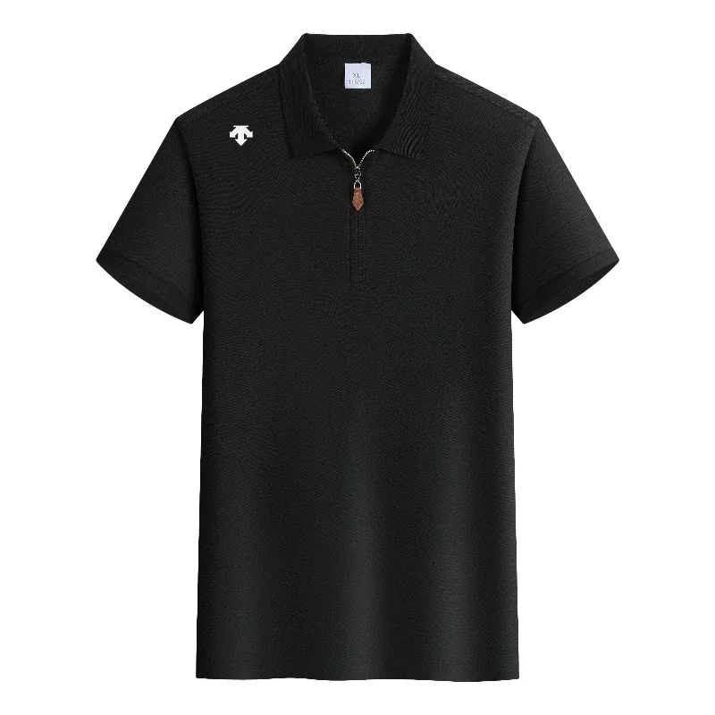 High end brand polo shirt short sleeved embossed design men's top summer new comfortable breathable casual half zipper T-shirt