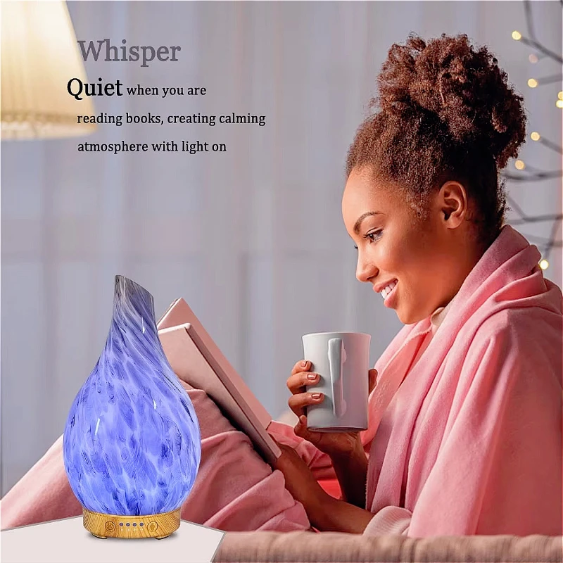 120ml Glass Aromatherapy Diffuser Colorful Dimming 3D Glass 7 Colors LED Aroma Essential Oil Diffuser Air for Bedroom