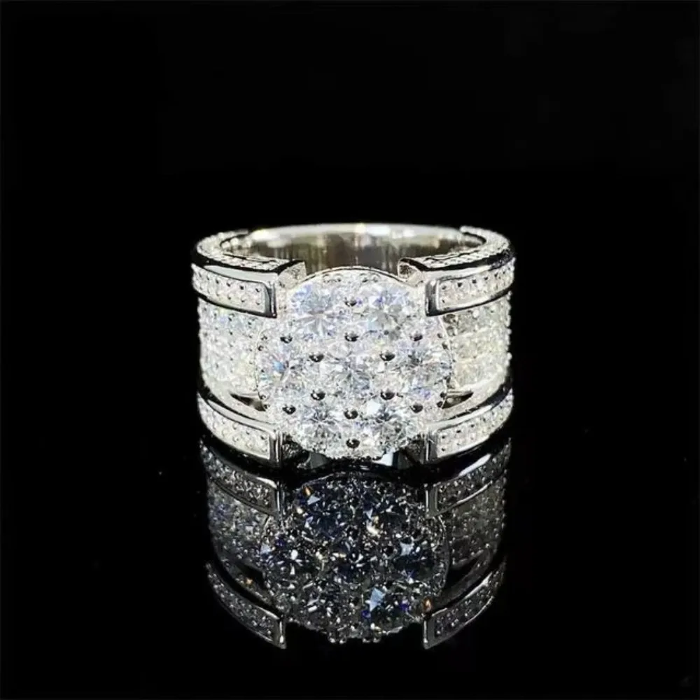 Solid 925 Sterling Silver Ring Fully Set with Moissanite Festive Gift Ideal for Any Occasion