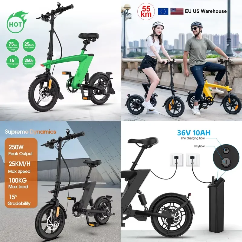 Latest H1 Folding Bike 250W Motor 55KM Max Range with Suspension 14 Inch City From China