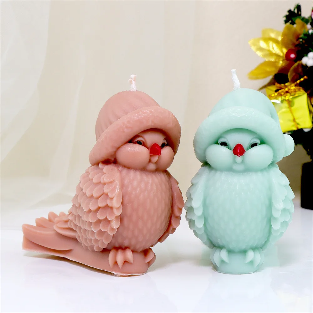 

3d Hat Bird Silicone Mold Animal Turning Head Chick DIY Aromatherapy Plaster Decoration Epoxy Resin Mold Candle Making Supplies