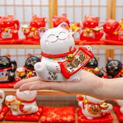 Ceramic Maneki Neko Lucky Cat Home Decoration Cat Feng Shui Fortune Cat Statue Kawaii Room Decor Accessories Ornaments Money Box