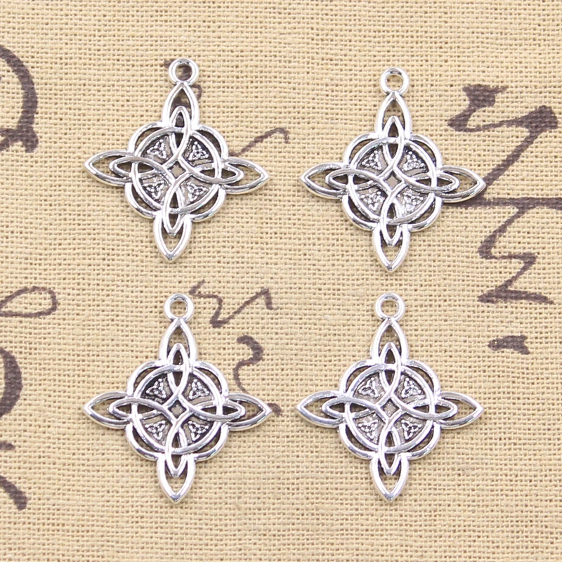 15 Stück Charms Amulett Blume 28x25mm Tibetsilber Farbe Anhänger Antik Schmuckherstellung DIY Handarbeit Handwerk