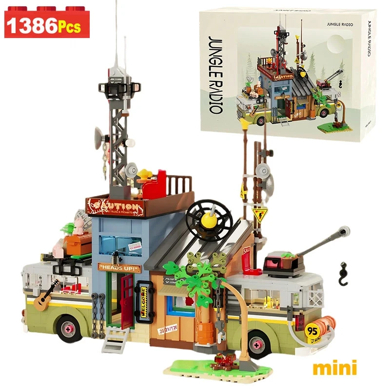 

MOC Jungle Радиостанция Транспортные средства Строительные блоки Креативная техническая мини-модель автомобиля Украшение рабочего стола Кирпичи для детей Игрушки Подарок