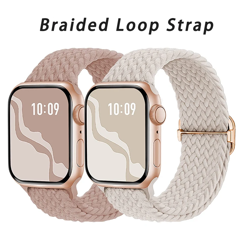 Braided Loop Strap For Apple watch Ultra Band 49mm 44mm 40mm 45mm 41mm 42mm 38mm Elastic Solo bracelet iWatch series 8 7 6 se 3