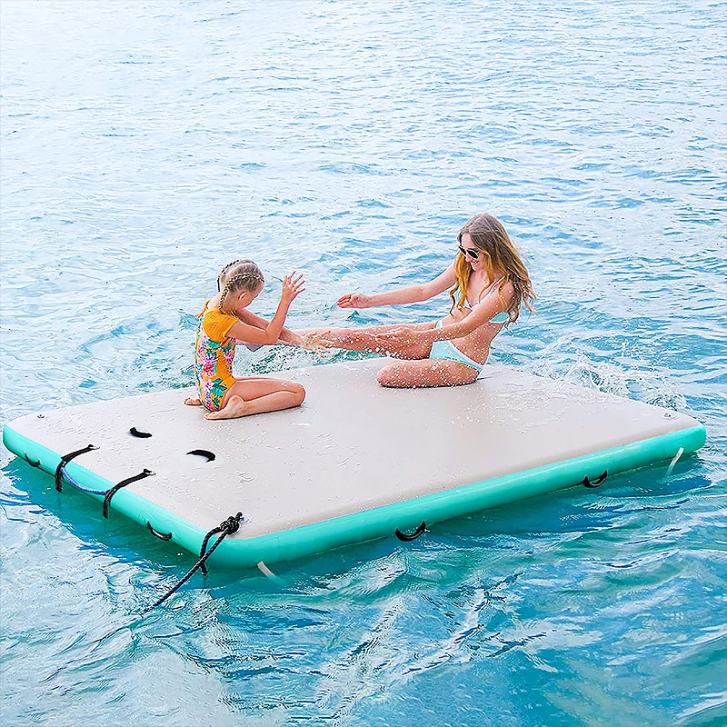 

Custom Size 2-4 Persons Drop Stitch Inflatable Dock Deck Floating Platform 5x4ft for Summer Pool Family Vacation