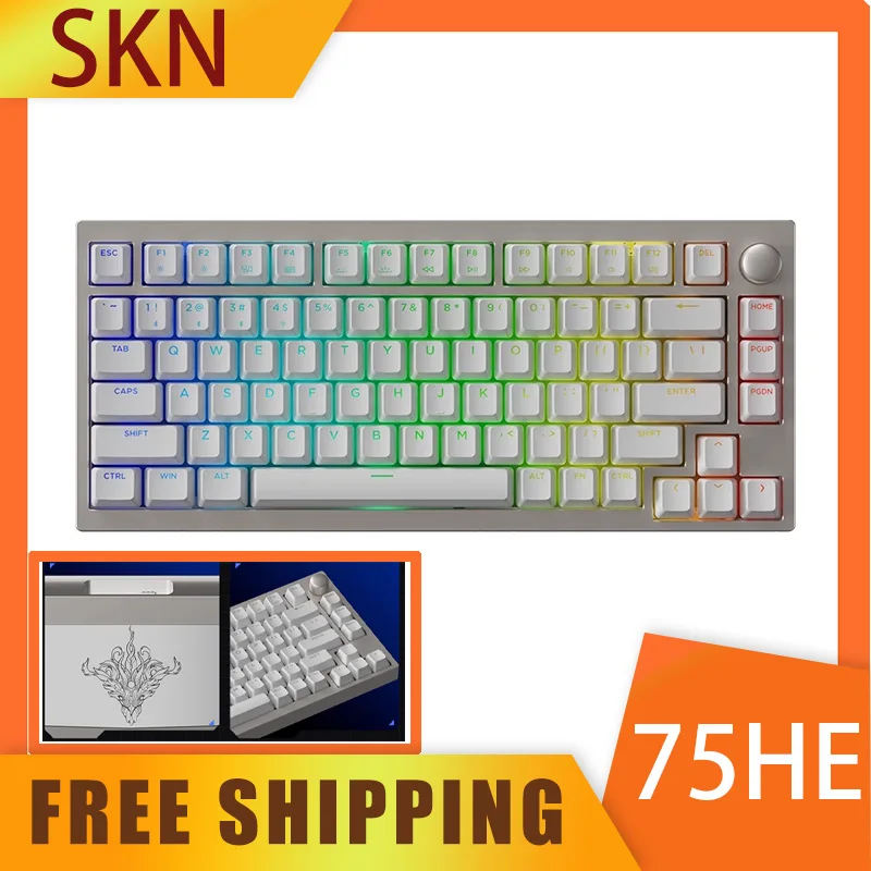 

SKN 75HE Keyboard Aluminum Magnetic Axis Three Mode Hotswap Mechanical Keyboard Gasket Custom Game Keyboard For Computer Win/Mac