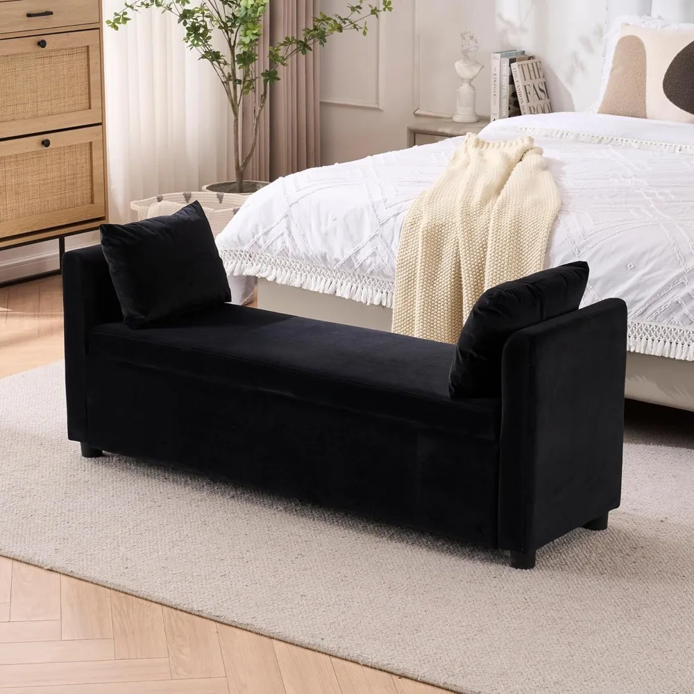 

Velvet Storage Bench for Bedroom, 55" End of Bed Bench for King Size Bed, Modern Upholstered Long Ottoman Bench, Customized
