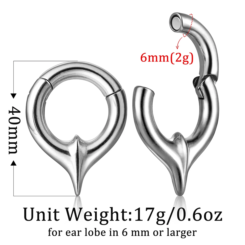 Giga 2g(6mm) Retro Style Stainless Steel Ear Weights Gauges For Women Magnetic Hoop Hanger Piercing Body Jewelry