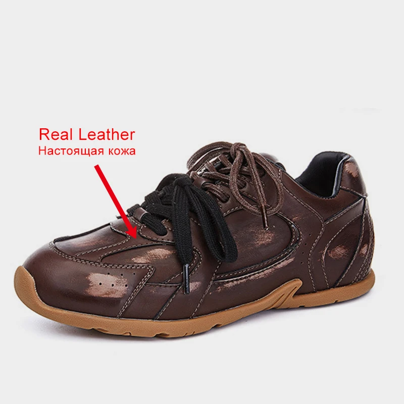 JOZHAMTA Size 35-40 Women Sneakers Real Leather Breath Comfort Casual Flats Shoes Tennis Athletic Platform Vintage Daily Dress