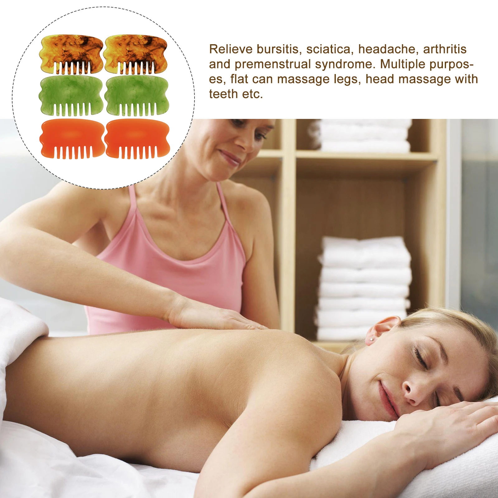 

6pcs Scraping Gua Sha Comb Multifunctional Massage Tool For Scalp Muscle Relief Pain Reduction Head Microcirculation Portable