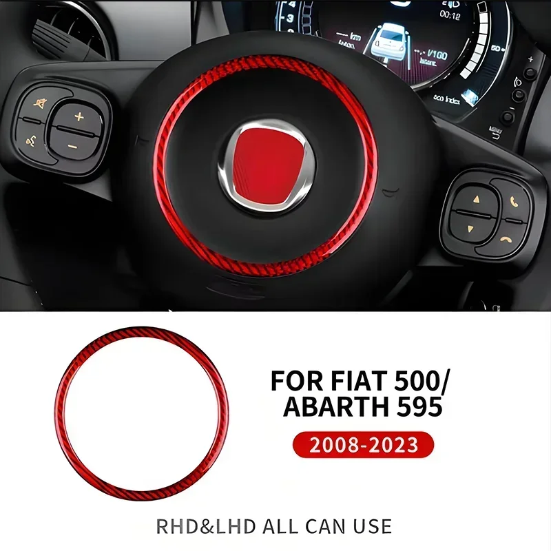 

Для Fiat 500 Abarth 595 695 настоящая сухая рамка рулевого колеса из твердого углеродного волокна, декоративная накладка 09-23, внутренняя модификация