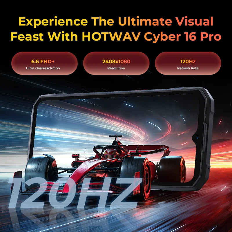 HOTWAV Cyber 16 Pro 4G 6.6 Inch FHD+ 120Hz Display 8GB RAM 512GB ROM Mobile Phone 108MP 6280mAh 33W Smartphone Android 15 NFC