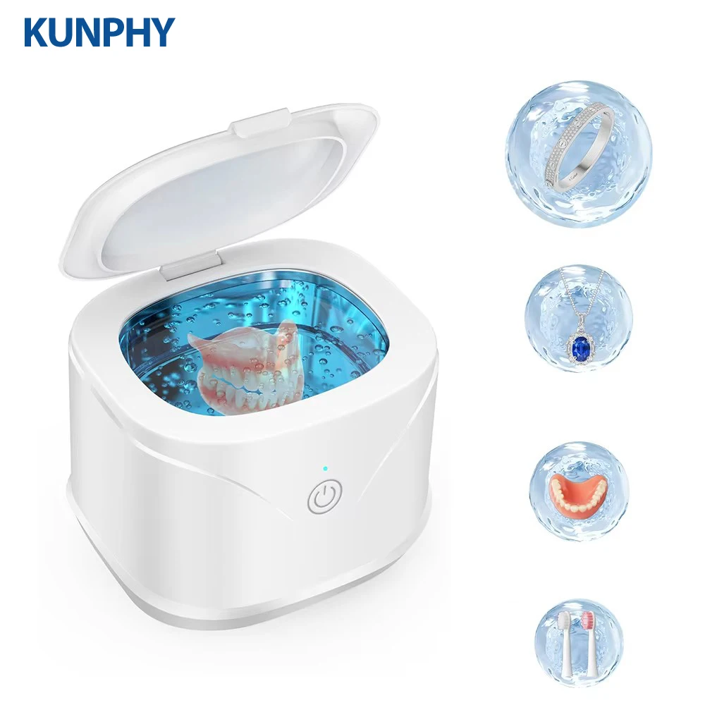 46kHz Ultrasonic Cleaner Portable Retainer Denture Cleaning Denture Bath Pulsating Cleaning Kit For Jewelry False Teeth Aligner