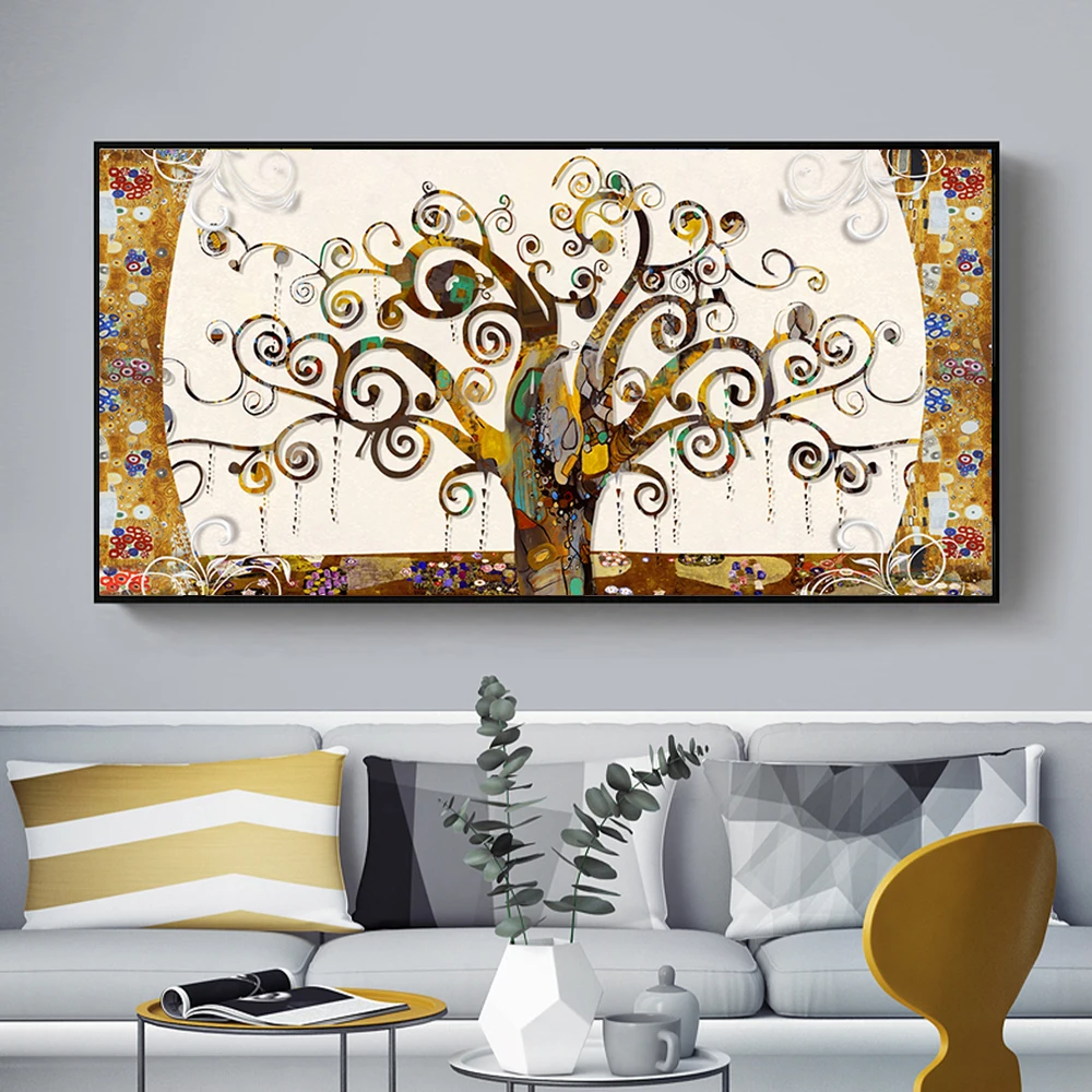 Modern Tree of Life Gustav Klimt Landscape Wall Art Poster Prints Canvas Scandinavian Painting Picture For Living Decor