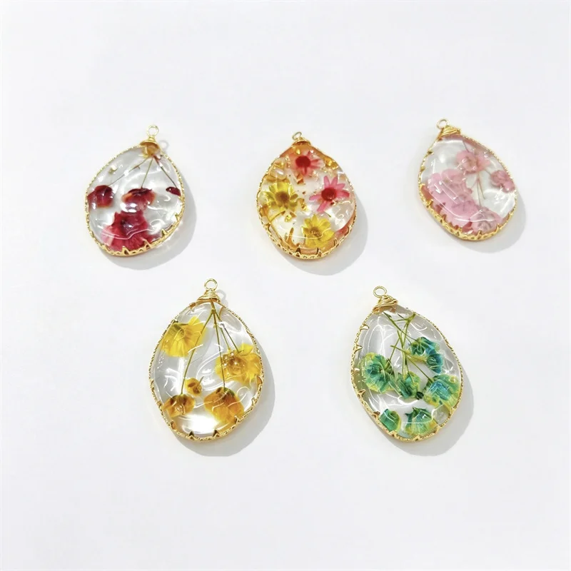 New style 20pcs/lot color flowers core geometry Irregular water drop shape resin diy jewelry garment hair accessory