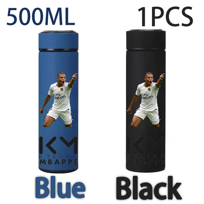 Kylian Mbappe 500ML roestvrij staal geïsoleerde beker blauwzwart voetbalster perifere waterbeker MBAPPE kinderen volwassen drinkbeker