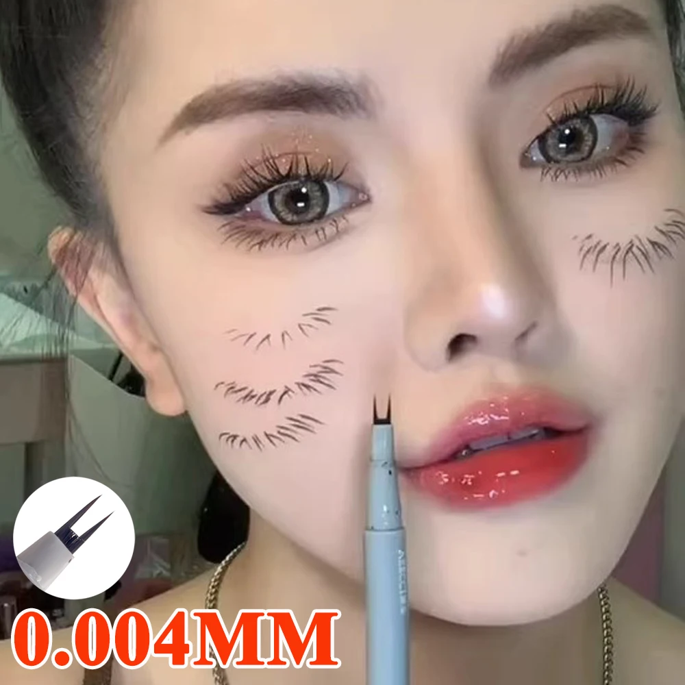 Ultracienki Eyeliner z dwoma pazurami, wodoodporny, odporny na pot makijaż, długotrwały płynny Eyeliner długopis naturalny szybkoschnący ołówek do rzęs