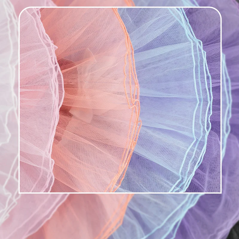 Girls Ballet Tutu Skirts Pink Kids Fluffy Tulle Skirts Four Layers Mesh Bowknot Elastic Band Ballet Leotard Skirts Wholesale