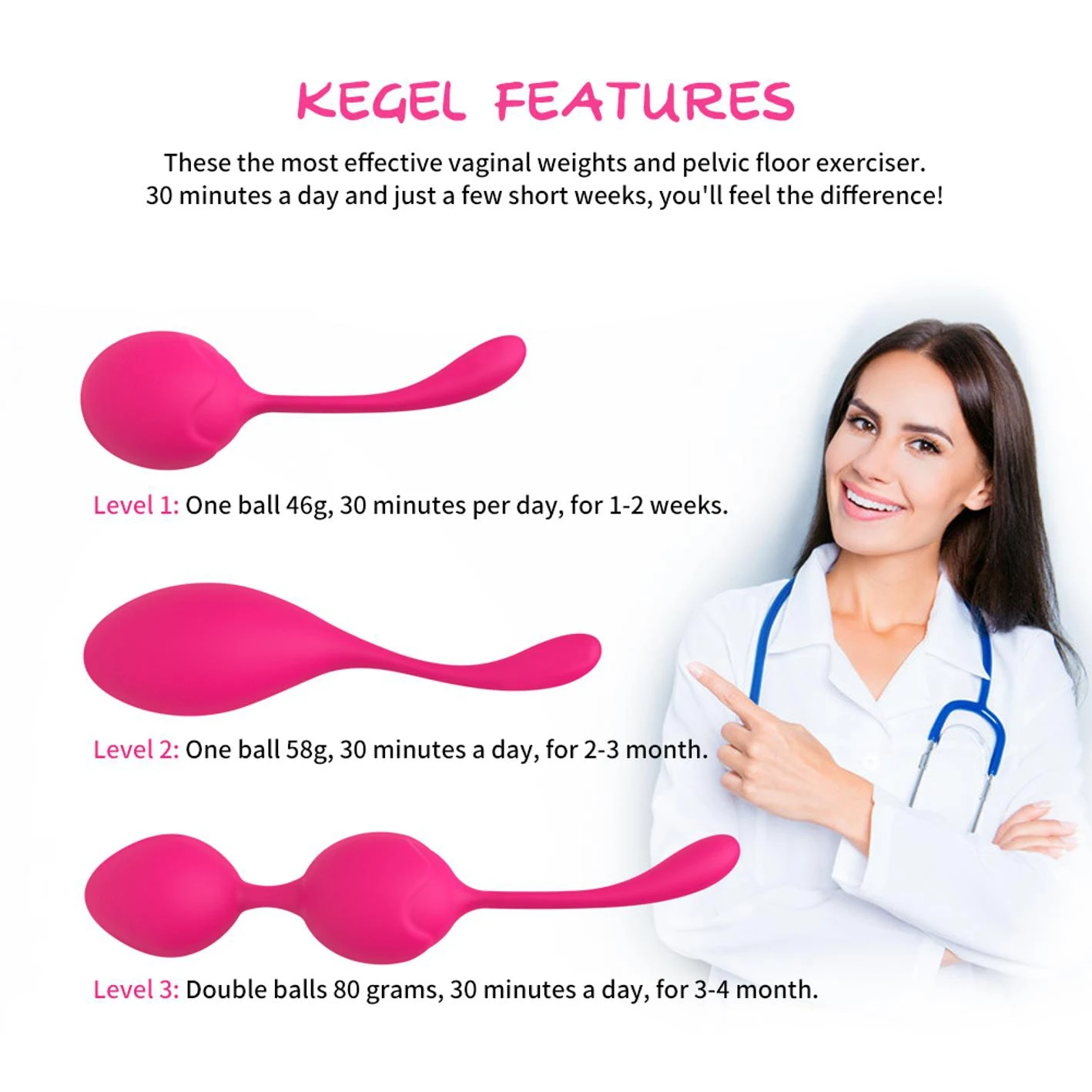 Kegel Balls Silicone Vaginal Ball Smart Geisha Ben Wa Ball Medical Tighten Vaginal Muscle Kegel Trainer Balls Sex Toys For Women