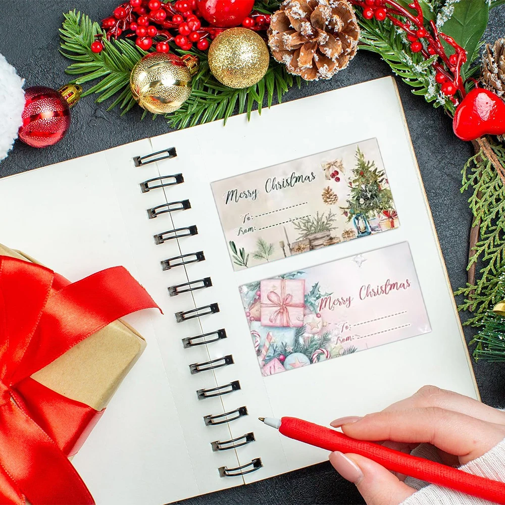 210 ملصقات/لفة عتيقة 6 ملصقات هدايا عيد الميلاد بنمط مختلف، ملصقات حقيبة ورقية، ملصقات إغلاق، ملصقات الاسم ديكور عيد الميلاد #4