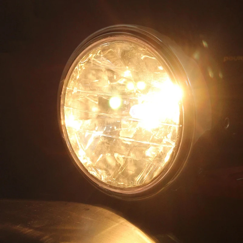 Black Motorcycle Headlight Front Light Amber Cafe Racer Light Universal for Suzuki Honda CB400 CB500 CB1300 Hornet 250 600 900