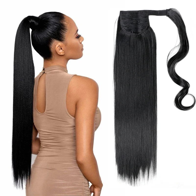 

Belle Show 22 Inch Wrap Around Ponytail Synthetic Clip In Ponytail Hair Extension Long Straight Ponytail Hairpieces for Women