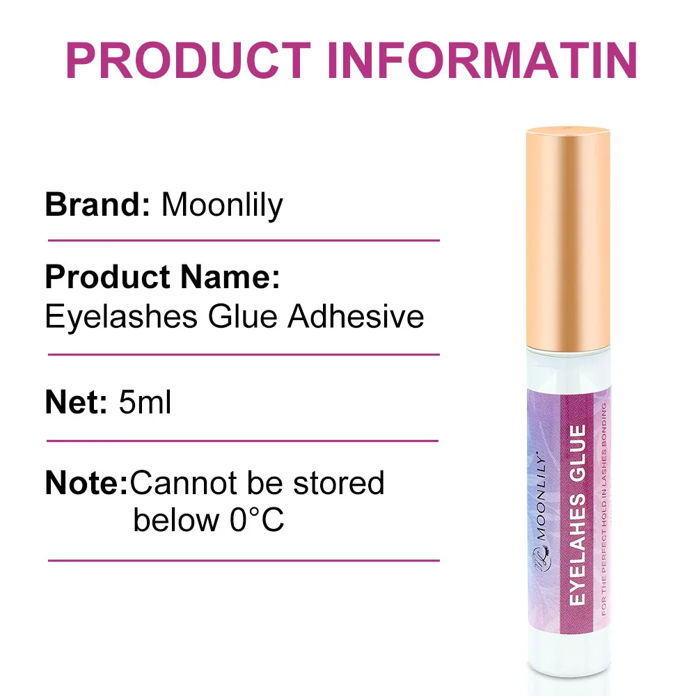 Moonlily 5ml Fast Drying False Eyelashes Glue Natural Rubber Latex No Smell Eye Lash Adhesive