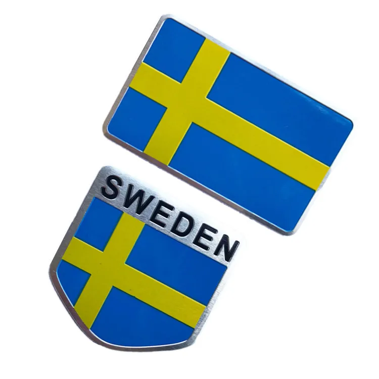 Metal The Swedish Flag Emblem for Land Rover Maserati Chevrolet Honda BMW Toyota Audi Honda Mazda Subaru Car Sticker Decal Badge