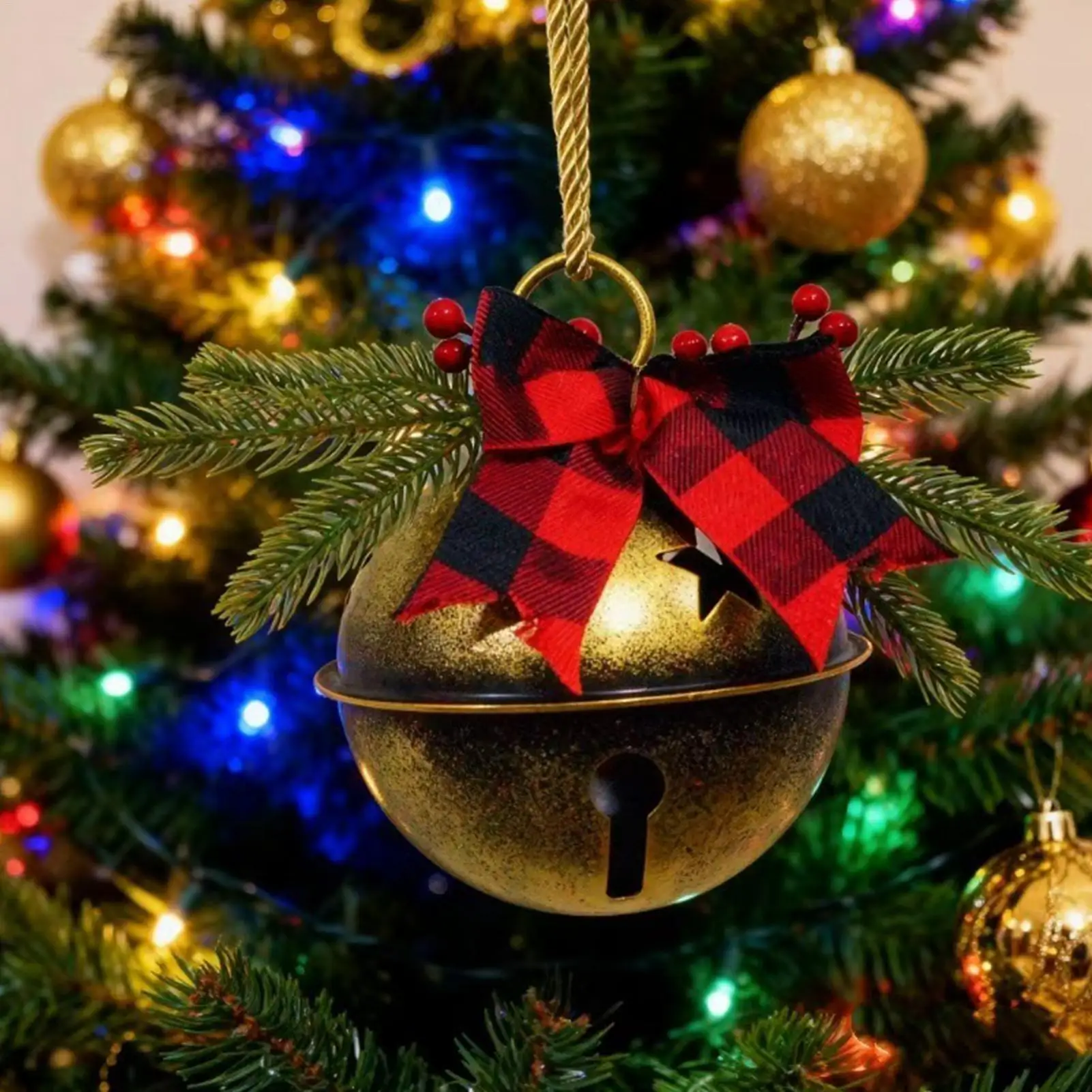 

Рождественская елка, колокольчик, классическое праздничное рождественское украшение, большой колокольчик для окна, лестницы, стены гостиной