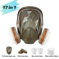 6800 Full Face Gas Mask with Formaldehyde Anti-Fog 17in1 Suit Industrial PaintSpray Safety Work Pesticide Reusable Respirator