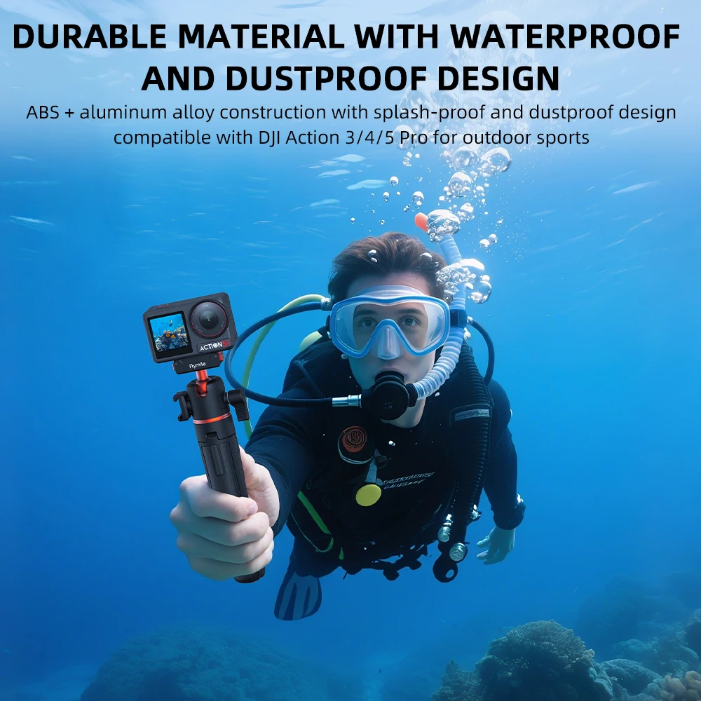 Magnetyczny statyw Flymile do DJI Action 5 Pro/4/3/Osmo z szybkozłączką 360 i obrotową podstawą 360 °   Głowica kulowa, mocowanie typu cold shoe, kijek do selfie — zdjęcie produktu 6