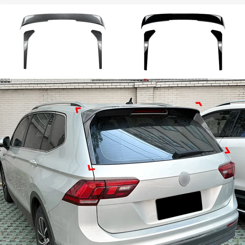 For VW Tiguan MK2 2017-2023 Standard Change R Line Car Rear Roof Lip Spoiler Tail Side Wing Gloss Black Rear Trunk Wing Body Kit