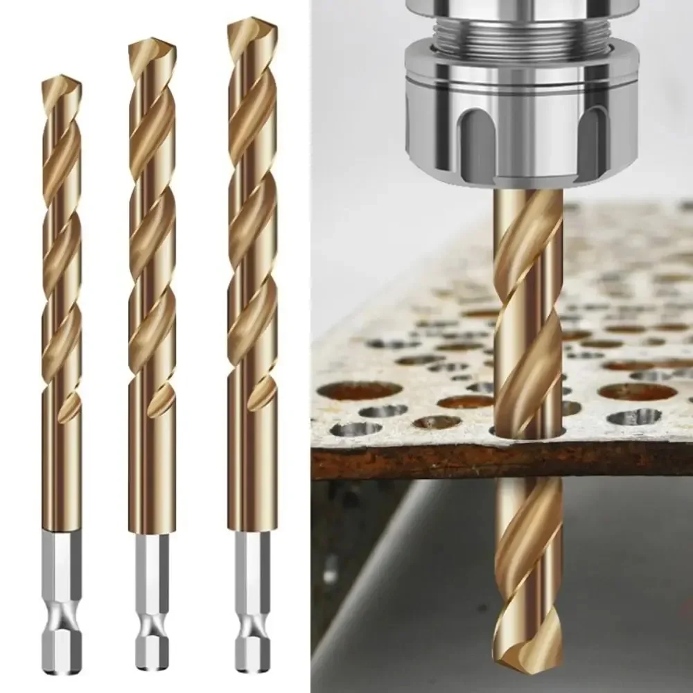 

High Cobalt Titanium Coated Drill Bit Set, HSSE Straight Shank Twist Drill Bits for Hard Metal Small Hole Opening