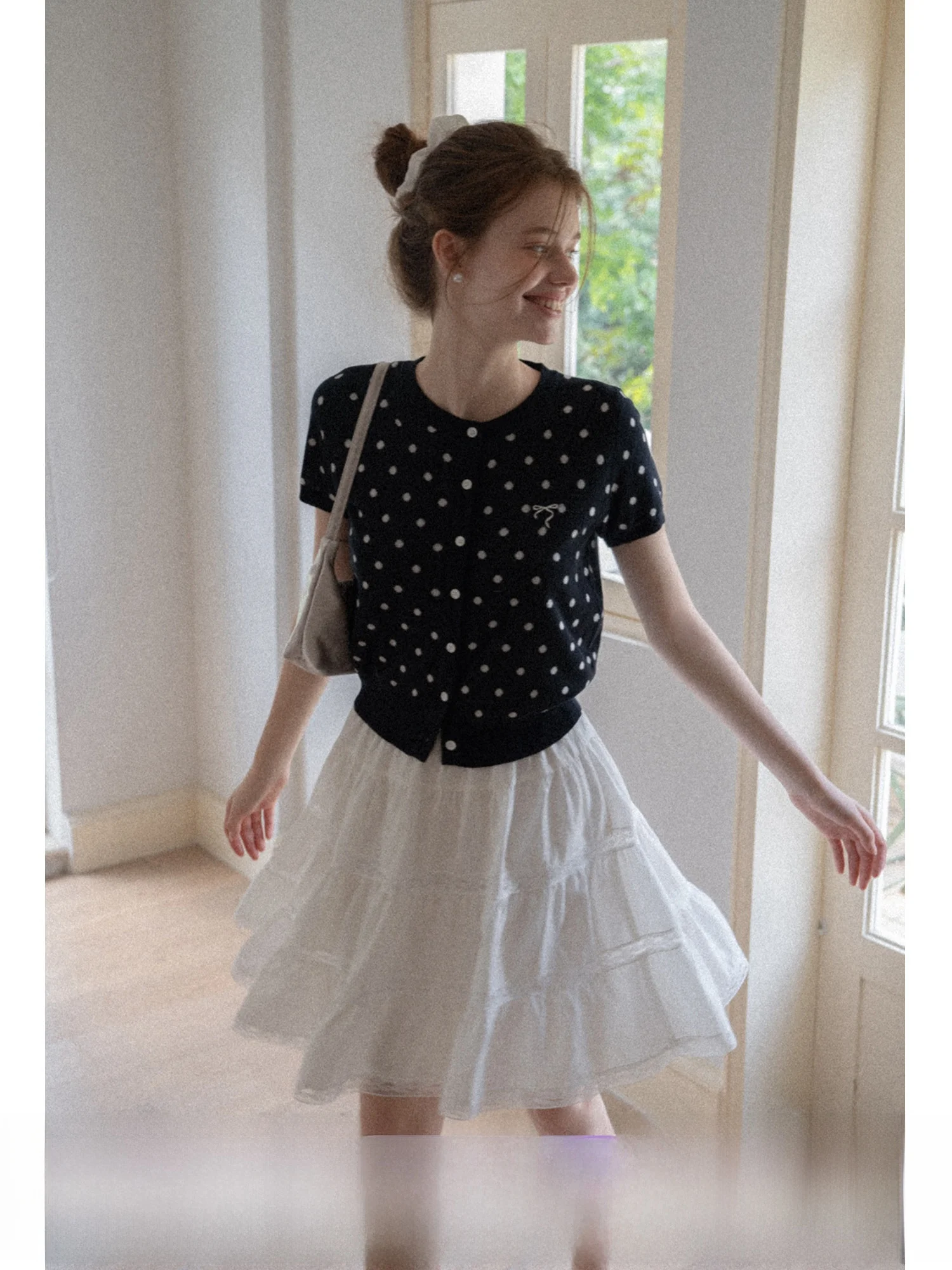 

Женский приталенный вязаный кардиган EGGKA с коротким рукавом и круглым вырезом, в клетку, для повседневной носки, из полиэстеровой смеси, летний топ