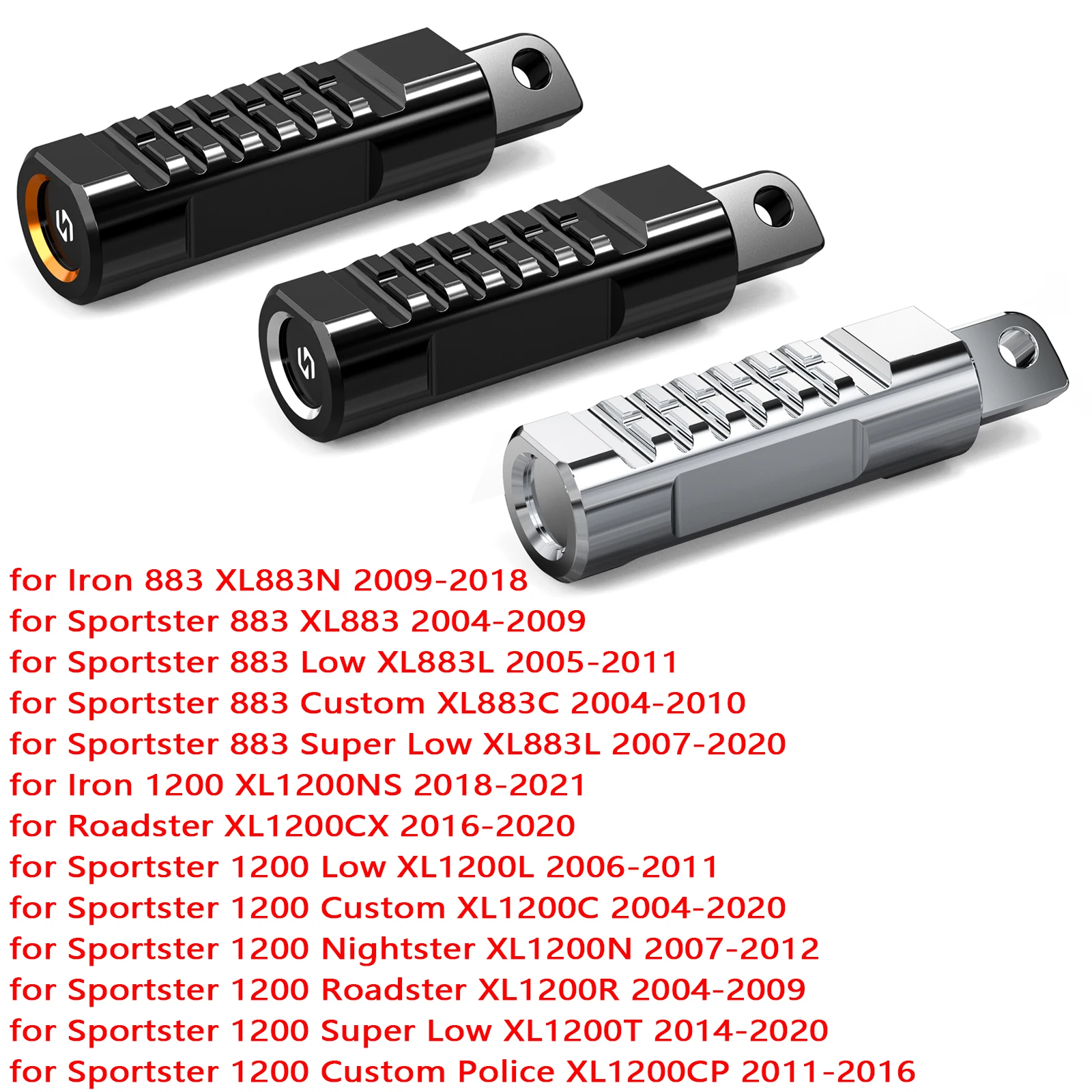 

Motorcycle Footrests Footpegs for Harley Sportster Iron 883 1200 Low Custom Super Low XL 1200T XL883L XL1200L XL883N XL1200NS