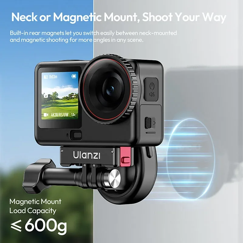 Original Ulanzi ZJ09 Magnetic Adjustable Flexible POV Neck Holder For GoPro DJI Action Camera Travel Vlog Shooting