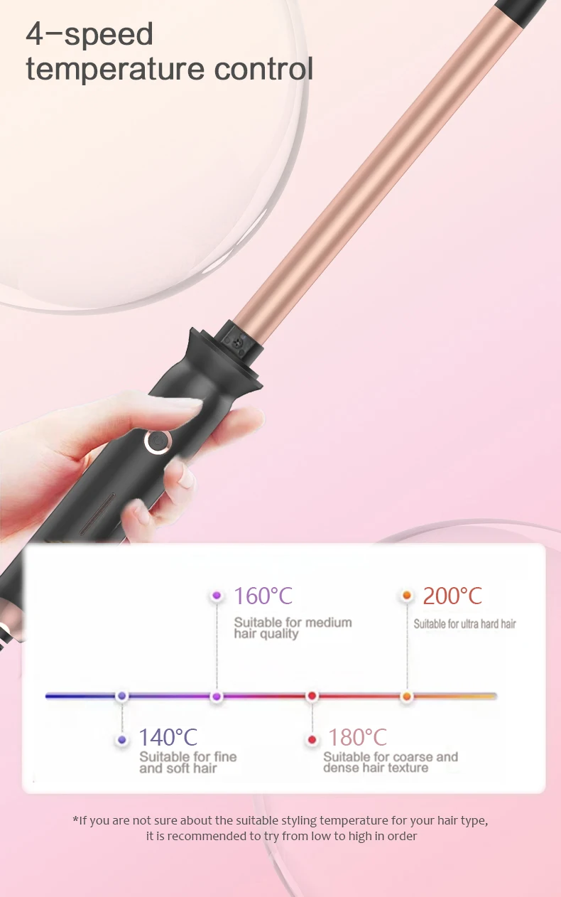 US-Stecker Typ A, brandneuer 9-mm-Lockenstab, für lockige Wellen, tragbar und praktisch, ideal als Geschenk für die Feiertage. – Detail 6