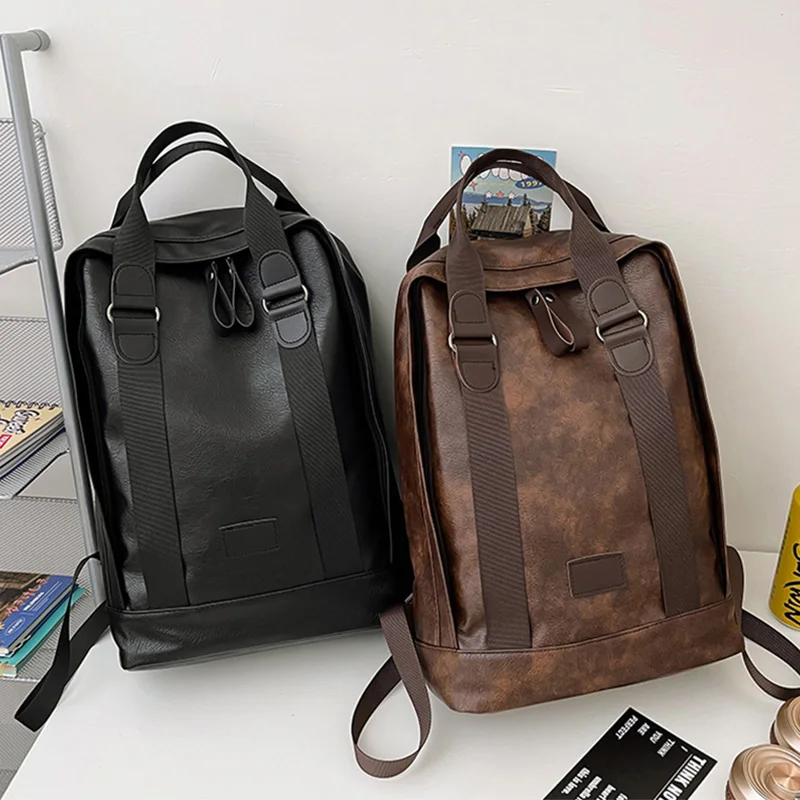 

Man's Backpack Computer Bag Travel Simple Laptop Business PU Leather Commuting Women and Large Capacity Fashion Bags Y143A