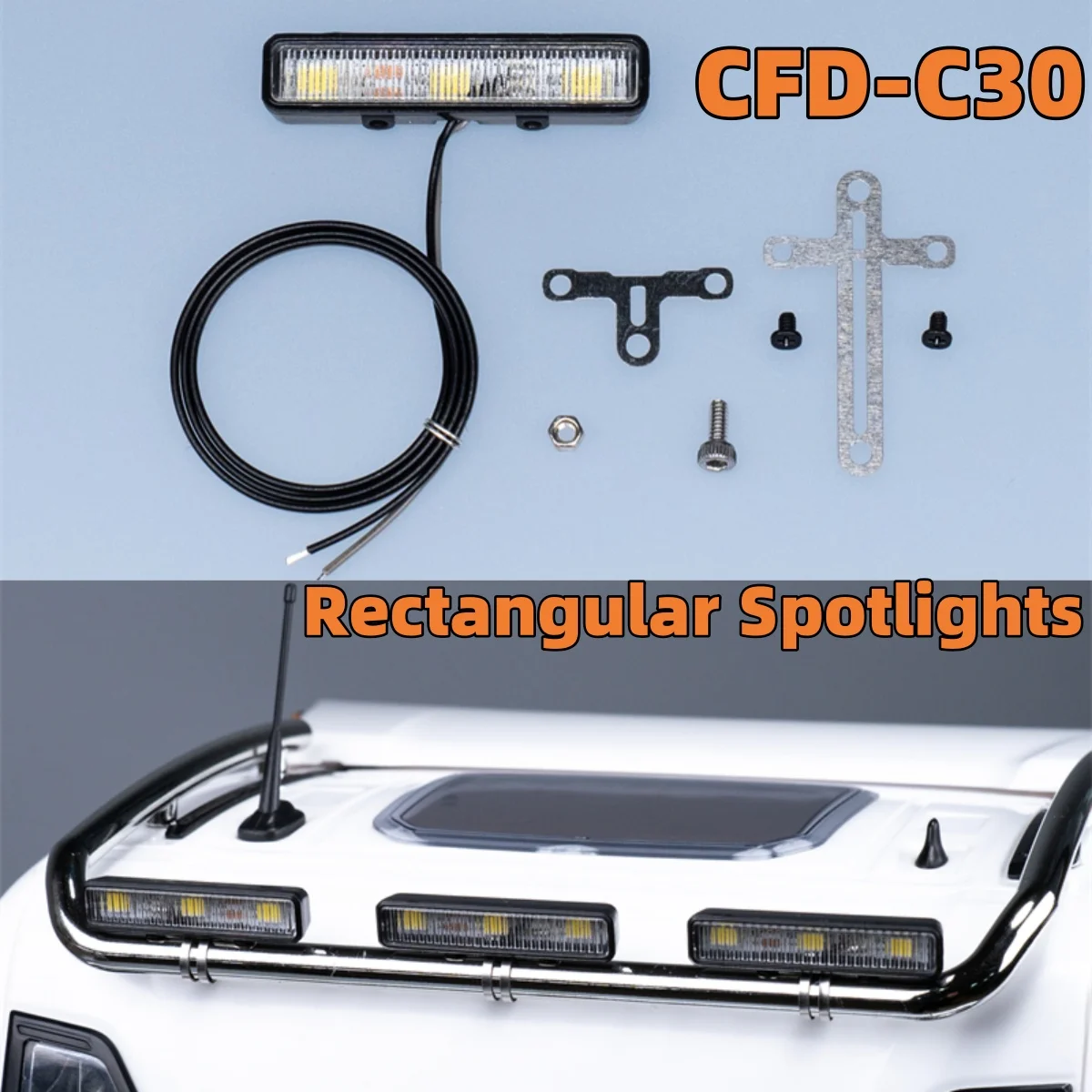 ترقية مستطيلة الأضواء سقف مصباح ليد CFD-C30 ل 1/14 Tamiya RC Scania770S مقطورة جرار لتقوم بها بنفسك اكسسوارات السيارات نموذج #2