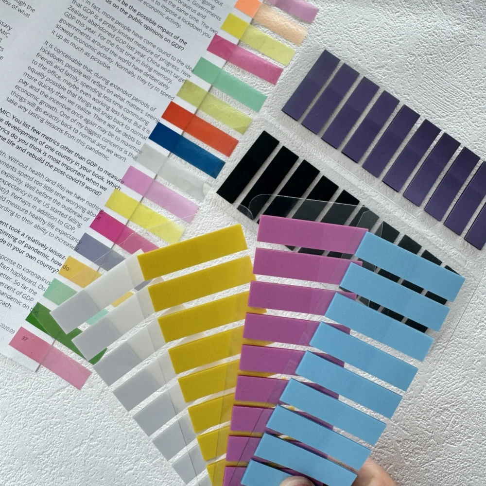 

200pcs Pure Color Translucent PET Index Stickers Color Classify Bookmarks Stationery Memo Pad Notebook Key Mark Sticky Notes