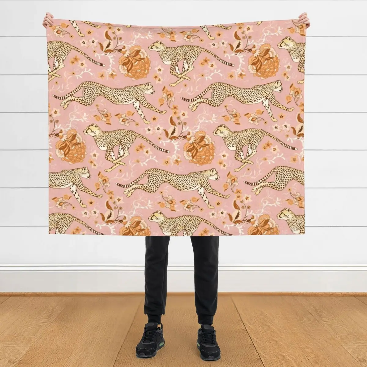 

Cheetah Chintz - light orange and dusky rose Throw Blanket Blankets For Baby Nap Bed linens Blankets