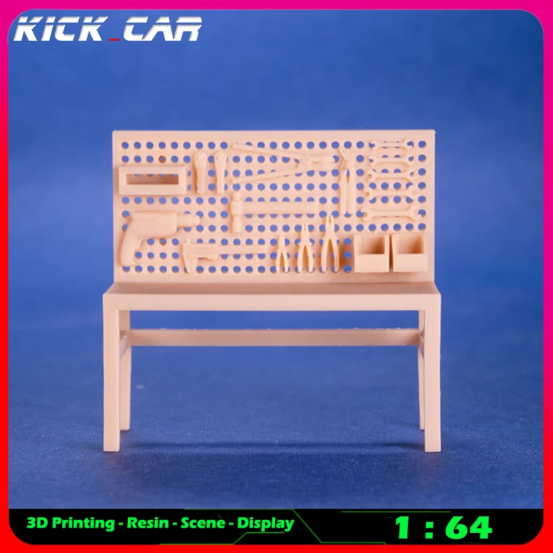 Kickcar 1/64 Work Table Set Model Car Diorama Uncolored Resin Garage Scene Repair Tools Decoration Simulation Scene Toy