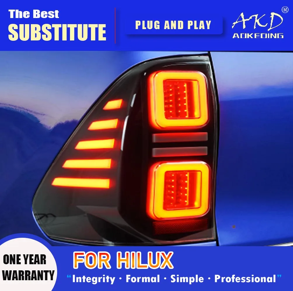 AKD Tail Lamp for Toyota Hilux LED Tail Light 2015-2021 Hilux Rear Fog Brake Turn Signal Automotive Accessories