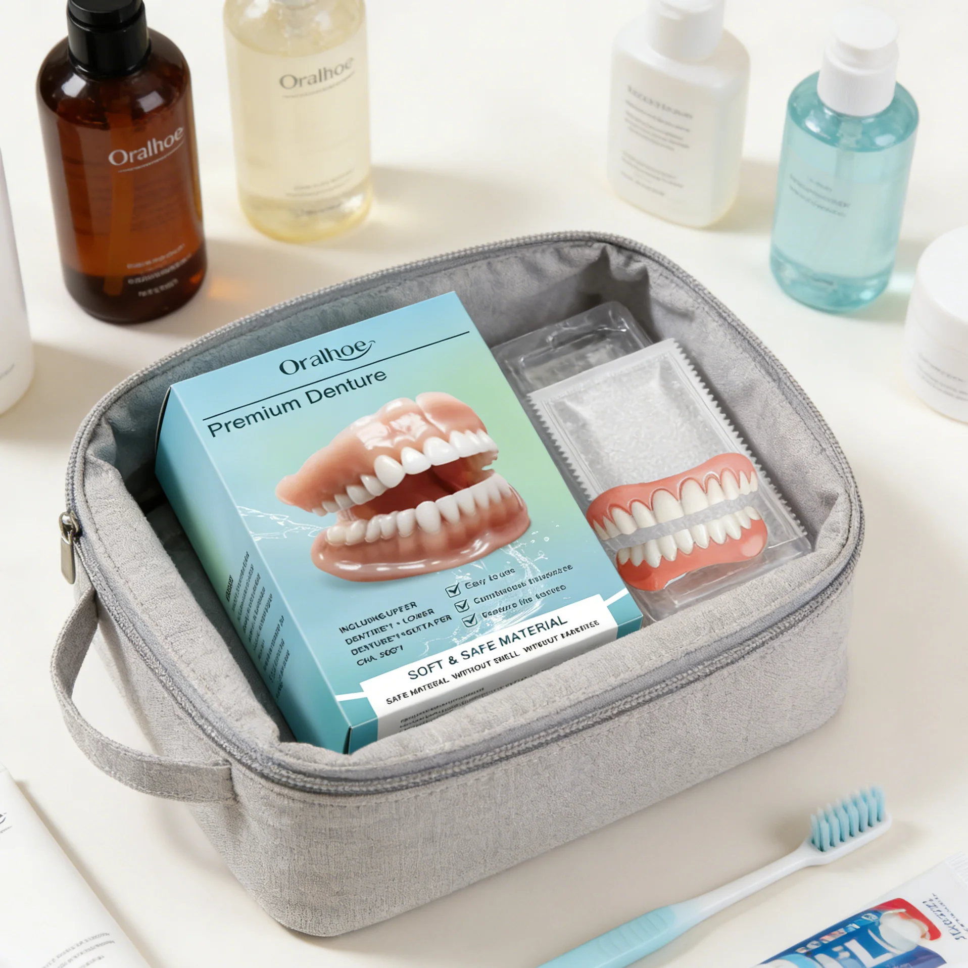 

Soft Denture Kit Teeth Upper Lower Set Perfect Laugh Veneers Paste Fake Teeth Enhancing Smile Aesthetics Denture Decoration Set