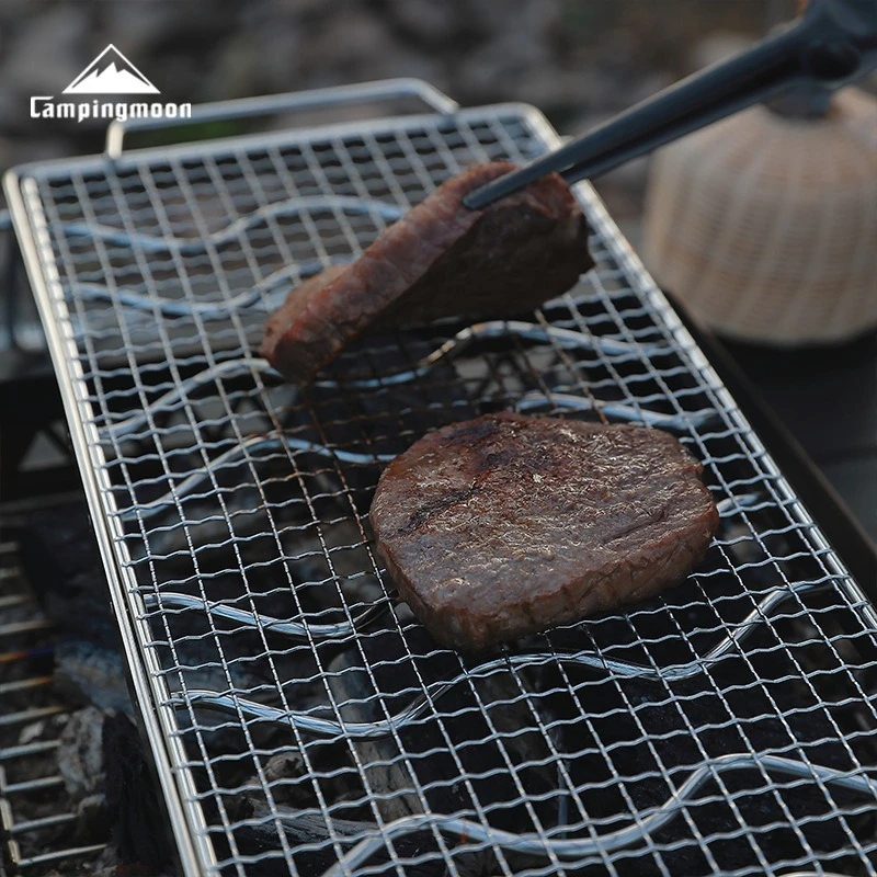 

CAMPINGMOON MSW-1015 folding stainless steel grill with mesh medium size extended height adjustable storage bag